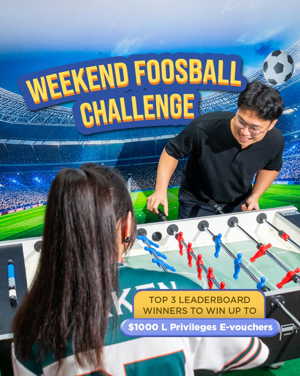 Weekend foosball challenge at AMK Hub with $1,000 worth of L Privileges e-vouchers for top 3 leaderboard winners