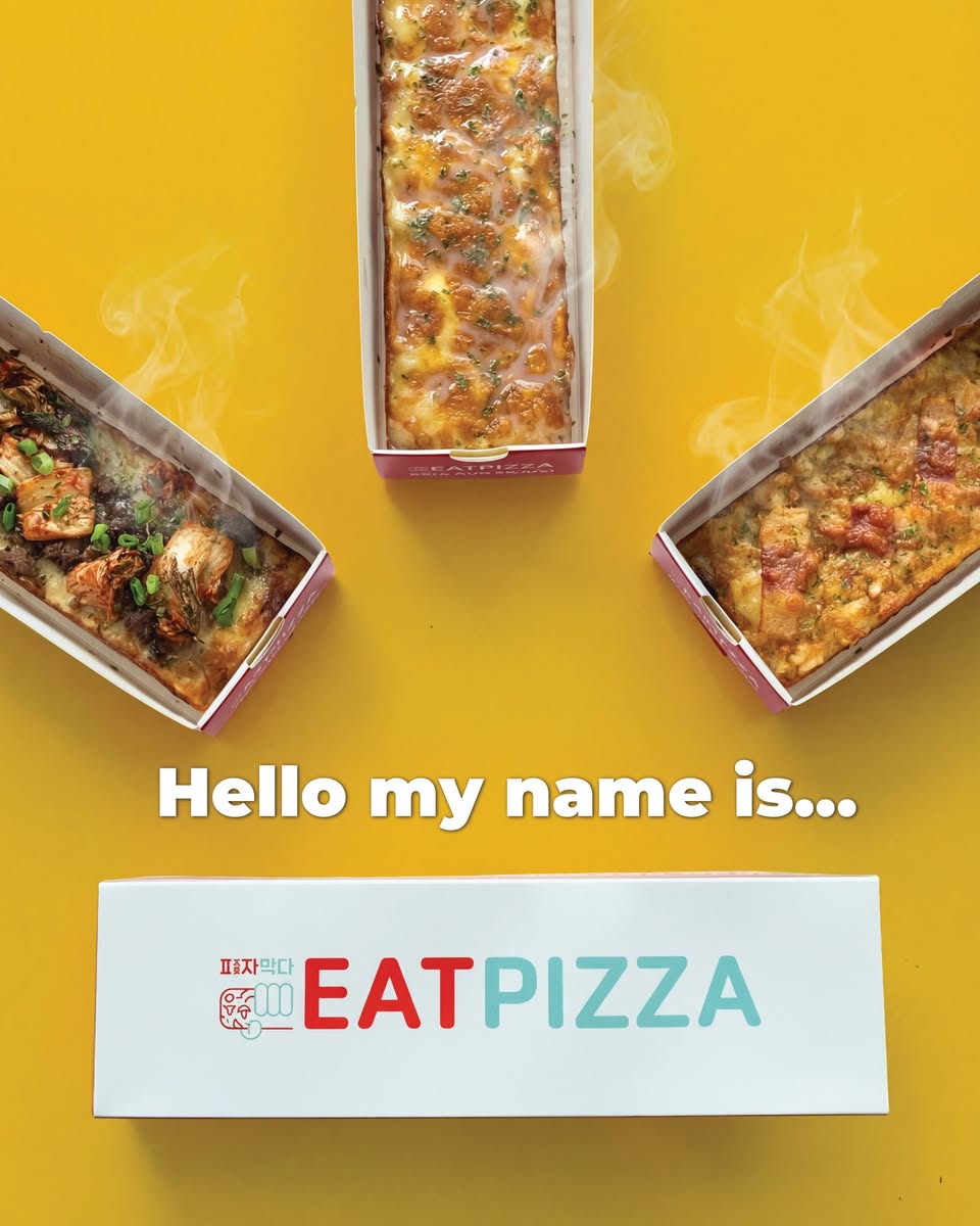 The vibrant atmosphere and pizza selection at AMK Hub.