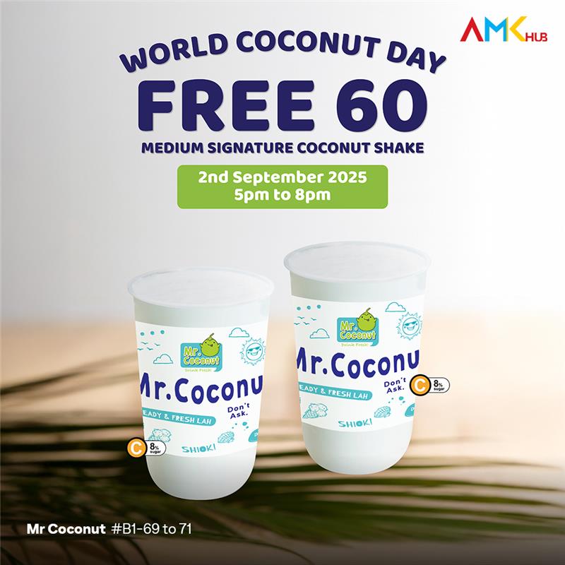 A refreshing coconut shake from Mr Coconut Singapore, perfect for World Coconut Day.