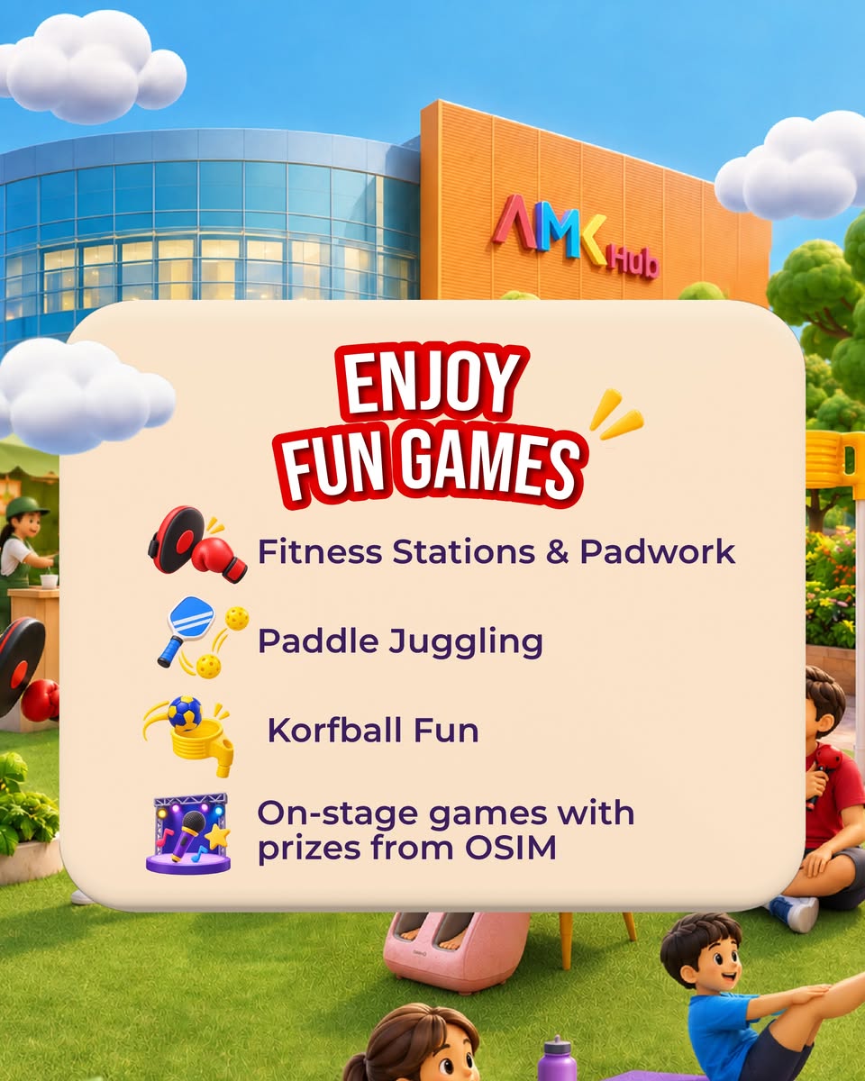 Fitness stations and games at Let's Get Moving, AMK